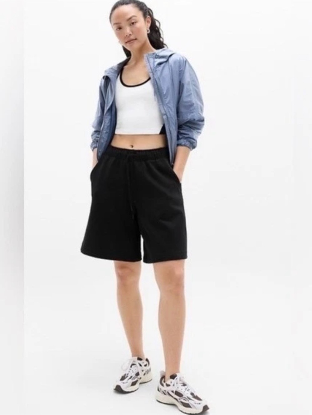 Athleta Women’s Black Athletic Bermuda Shorts S Terry Heavyweight